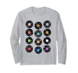 Retro Vinyl Record LP Music Art, DJ Musician Style Graphic Long Sleeve T-Shirt