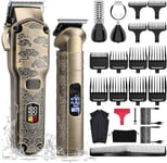 Hatteker Professional Hair Clippers for Men Beard Trimmer Clippers and Trimmer Set Waterproof T-Blade Trimmer Cordless Grooming Kit Nose Body Hair Trimmer Barber Clippers Hair Cutting Kit