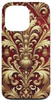 Coque pour iPhone 13 Pro Motif baroque rouge et beige royal