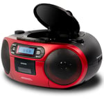 Aiwa BBTC-550RD Radio Cassette Portable avec CD, Bluetooth et USB, enregistreur de Cassettes Coloris : Rouge.