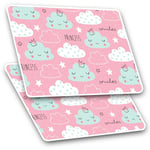 2 x Rectangle Stickers 7.5 cm - Pretty Pink Princess Clouds Girls Cool Gift #148