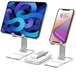 PORTENTUM Support pour téléphone Portable, Support de Tablette réglable - Pliable Support de Bureau Super Stable Compatible avec iPad, iPhone, Samsung, Multi-appareils jusqu'à 12,9"