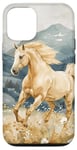 Coque pour iPhone 15 Aquarelle Running Palamino Horse in Meadow