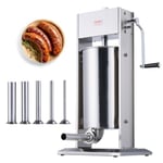 VEVOR Poussoir à Saucisses Manuel 15 L, Machine à Saucisses Verticale en Acier Inoxydable 304 de Qualité Alimentaire, Ensacheuse Saucisse avec 5 Tubes de Remplissage, pour Cuisine Domicile Restaurant