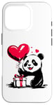 Coque pour iPhone 16 Pro Ours panda avec ballon coeur Ours panda doux pour Noël