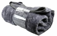 Extra Large Mink Faux Fur Throw 200cm x 240cm - DARK SILVER GREY