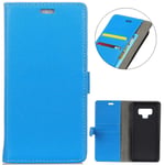 KM-WEN® Case for Samsung Galaxy Note 9 (6.4 Inch) Book Style Litchi Pattern Magnetic Closure PU Leather Wallet Case Flip Cover Case Bag with Stand Protective Cover Blue