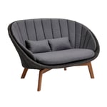 Cane-Line - Peacock 2-seater, Incl. Cushion, Grey, Grey Cane-Line Natte - Soffor utomhus - Foersom & Hiort-Lorenzen MDD