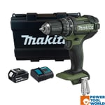 Makita DHP482SFO 18v LXT Li-Ion Combi Drill 2 Speed Olive Green Inc 1x 3.0Ah ...