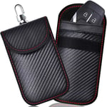 Anti RFID Signal Faraday Pouch Bag, 2 Pack Carbon Fiber Car Key Signal Blocking Pouch