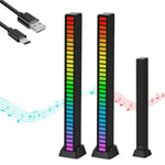 2x Barre Lumineuse de Rythme Musical. Lumières LED RVB Multicolores. Lampe d'ambiance Musicale. Bande de 32 Lumières LED avec 18 Modes de Couleur, pour Salle de Jeux, PC, TV, Voiture.