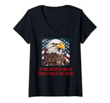 Womens Patriotic eagle with rock'n roll and American dreams V-Neck T-Shirt