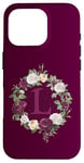 Coque pour iPhone 16 Pro Lettre de monogramme personnalisée avec motif floral et initiale L