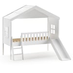 Lit Cabane & Toboggan Enfant "Housebed" 90x200cm Blanc