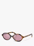 Miu Miu MU 04ZS Women's Oval Sunglasses, Honey Havana/Pink