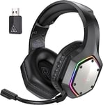 EKSA E1000WT USB Wireless Gaming Headset, 2.4GHz Gaming Headphones with Microphone for PC, PS5, PS4, Switch, 7.1 Surround Sound Gaming Headset, RGB Light, 3.5mm Wired Laptop Headset