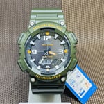 Casio AQ-S810W-3A Solar Powered Analog Digital Black Dial Green Resin Watch