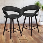 Flash Furniture Lot de 2. Brynn Series Tabouret Contemporain en Vinyle avec Cadre en Bois Cappuccino 61 cm, Mousse, métal, Chrome, contreplaqué, Noir