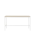 Muuto Base high bar table Oak, white legs, plywood edge, b85 l190 h105