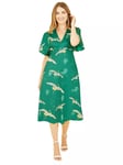 Yumi Bird Print Kimono Midi Dress