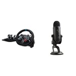 Logitech G29 Driving Force Volant de Course avec Pédales+ Blue Yeti Microphone USB Professionnel Pour Enregistrement