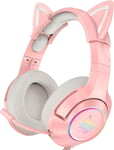 PHNIXGAM Pink Gaming Headset for PS4, PS5, Xbox One(No Adapter), Wired Over-Ear