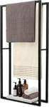 Porte-Serviettes Sur Pied Noir Double Porte-Serviettes Salle De Bain Porte Serviette Avec Base En Marbre 2 Barres Seche Serviette, Bth502-Bk[ADP2211085]