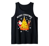 Funny Pizza on Earth Christmas Tree Merry Crust-mas Pizzamas Tank Top