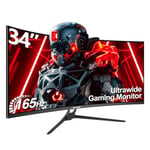 Gawfolk 34 Pouces Ultrawide Curved Gaming Monitor, 1500R PC Screen 165hz UWQHD 3440x1440, écran d'ordinateur incurvé avec FreeSync et Eye Care Technologie, supporte VESA 75 x 75 mm