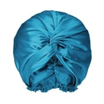 townssilk Bonnet de nuit 100% soie de mûrier pour femme, bonnet de nuit 16 momme en soie, bon pour les cheveux, protège les cheveux, bonnet de nuit en soie, double couche,peacockblue