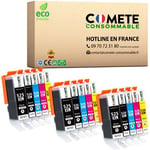 COMETE CONSOMMABLE 525 / 526 Pack de 15 Cartouches d'encre compatibles avec CANON PGI-525 CLI-526 525 526 XL 3 Noir + 3 photo Noir + 3 Cyan + 3 Magenta + 3 Jaune