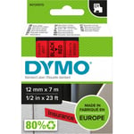 Dymo D1-tejp 12 mm x 7 m, svart på röd botten