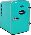 Koolatron Retro Mini Fridge For Bedrooms 4L Small Fridge 6 Can Table Top Fridge 12v Portable Cooler Refrigerator Quiet Mini Fridges For Skincare Food Drinks Kids Home Car & Travel Aqua