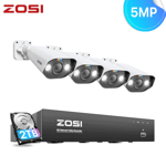 ZOSI 5MP POE CCTV Camera System Outdoor 4K NVR 2Way Audio Spotlight ColorVu H265