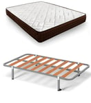 HOGAR24 ES Lit Complet, sommier Basic + Matelas Dream Flex 15, avec Jeu de Pieds avec Pince de 25 cm, Dimensions : 105 x 180 cm