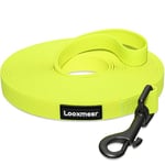 Looxmeer Longe pour Chien, 3 m/5m/7m/10m/15m/20m/25m/30m, Laisse Chien avec Poignée et Sac de Rangement, Laisses Étanches pour Chiens de Dressage de Toutes Tailles, Laisse Longue Robuste (Jaune)