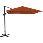 Parasol déporté Roma Paprika 3x3m - PROLOISIRS - Aluminium - Manuel - Rond - Paprika