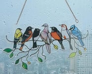 Bird Suncatcher,Taozoey Attrape-Soleil Teinté à Suspendre,Panneau Oiseau de Fenêtre en Vitrail,Fenêtre Acrylique Suspendu Suncatchers,Oiseaux Multicolores sur Un Fil,pour La Décoration De La Maison