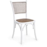 Chaise en bois blanc style rustique - 45x53x89 cm