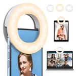 Ring Light Téléphone, 48LED Selfie Anneau Lumineux Rechargeable avec Clip, 3 Températures Couleur Lampe Vidéo Selfie Light LED Portable Lumiere Photo Selfie pour Téléphone, Tablette, Ipad, Laptop