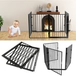 Sifree - Barrière de sécurité Enfant de Protection de cheminée, en métal - 4 pièces, pour Enfants et Animaux domestiques, Noir - Black