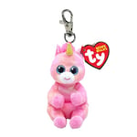 Ty Beanie Bellies Clips Bague Porte-clés en Peluche, Skylar la Licorne avec Yeux Bleus Scintillants, Animaux en Peluche avec Ventre Doux 12 cm T43102