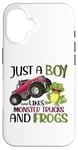 iPhone 16 Frog Kids Just A Boy Who Likes Monster Trucks And Frogs Case