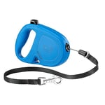 Ferplast Laisse Chien Enrouleur Flippy One, Laisse pour Petits Chiens jusqu'à 12 Kg. Cordon Extensible Max 4,5 m. Bouton Unique pour verrouiller et déverrouiller, Bleu Clair