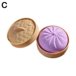 Squishy Bun Bao Sensory Fidget Toy med Steamer Container Box St purple one-size