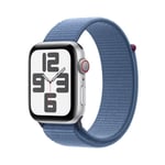 Apple Watch SE GPS + Cellular 44mm Silver Aluminium Case with Winter Blue Sport Loop - MRHM3ET/A