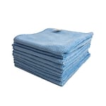 Optima Proclean Shine Lot de 10 Chiffons de Nettoyage en Microfibre, Bleu, Grande Taille 40 x 40 cm, Super Doux, Peu Pelucheux, sans Rayures, lavables, pour Cuisine, Salle de Bain, Surfaces, miroirs,