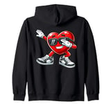 Funny Dabbing Heart Valentine Mens Kids Retro Valentines Day Zip Hoodie