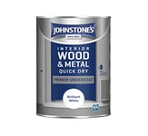 Johnstone's - Quick Dry Gloss Primer Undercoat - Brilliant White - Water Based - Interior Wood & Metal - Fast Drying - Low Odour - Dry in 1-2 Hours - 13m2 Coverage per Litre - 1.25 L