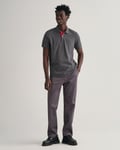 Gant Mens regular fit short sleeve contrast piqué rugger - Dark Grey Cotton - Size Large